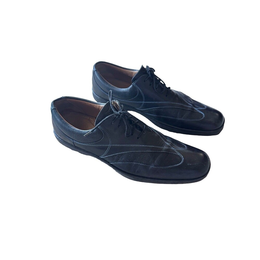 Michael Toschi Men's 8.5 SUV X Lace Up Shoes Black Italian Calf Kidskin Leather